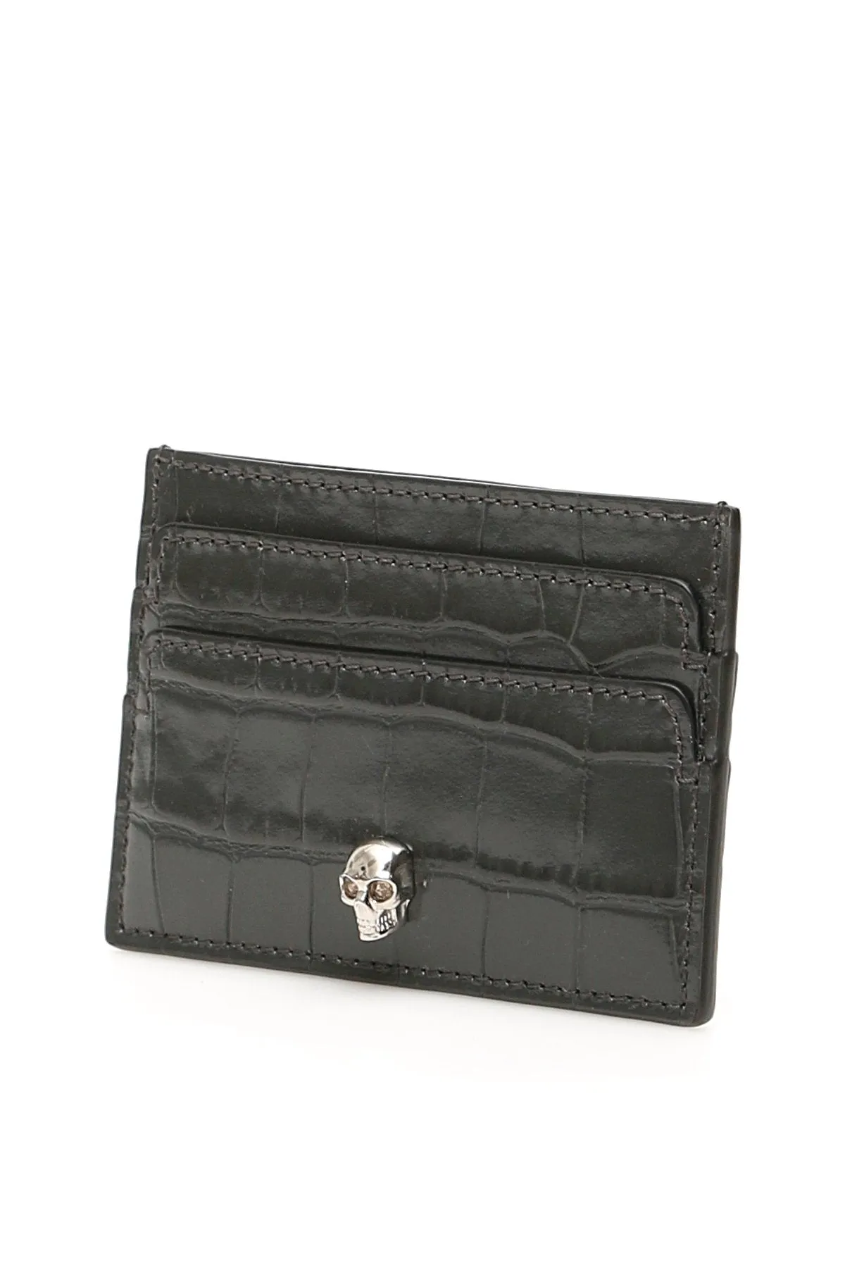 Alexander McQueen Crocodile Embossed Skull Cardholder