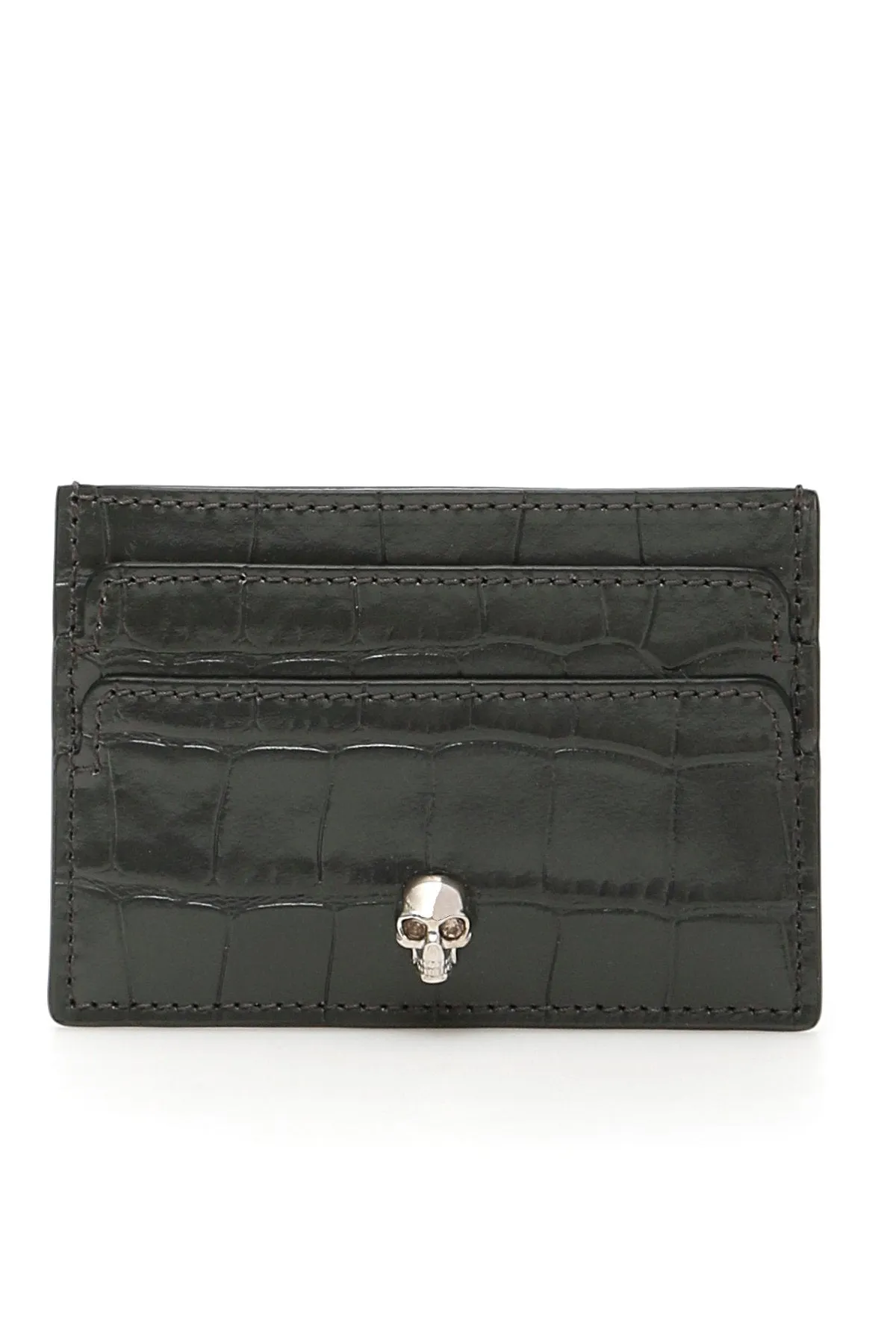 Alexander McQueen Crocodile Embossed Skull Cardholder