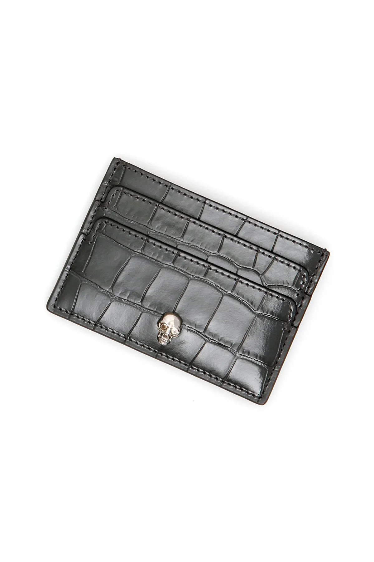 Alexander McQueen Crocodile Embossed Skull Cardholder