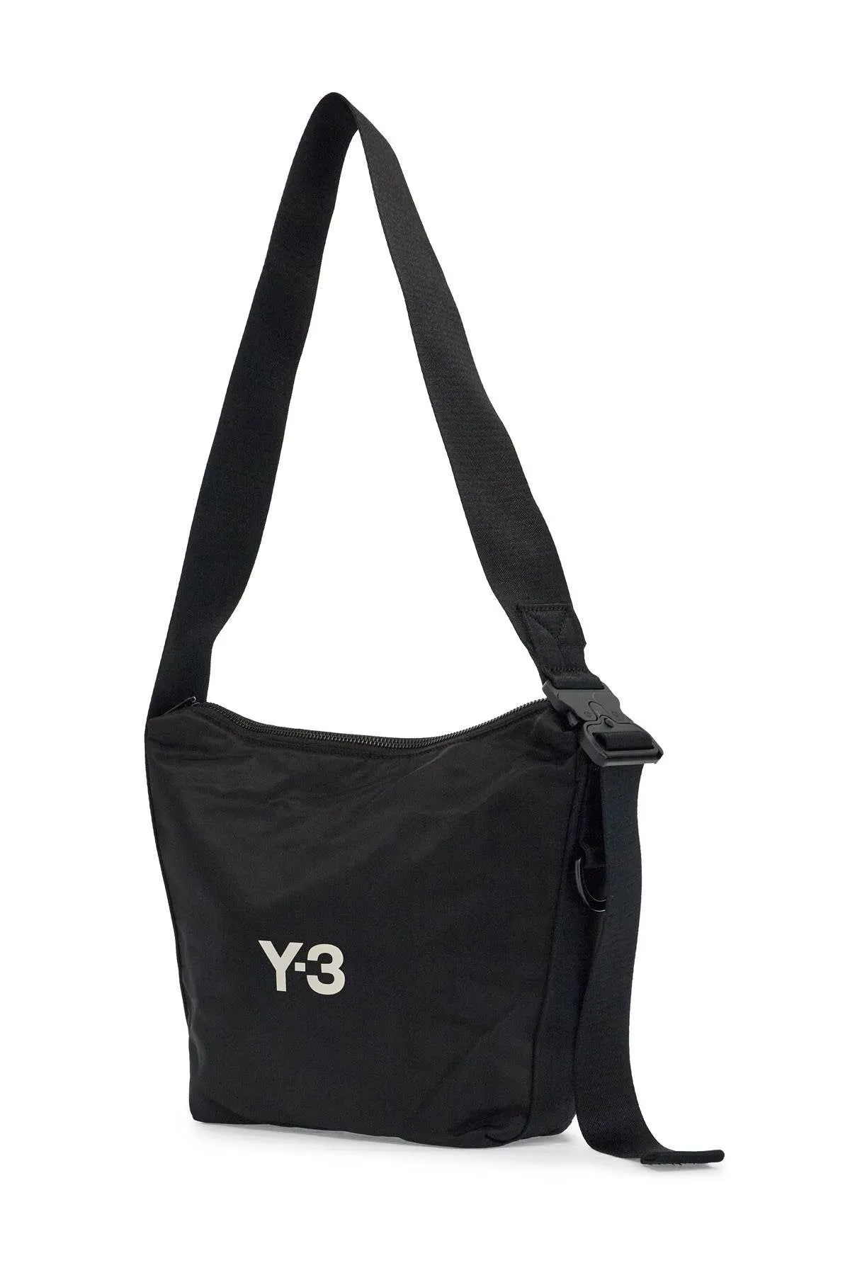 BLACK RECYCLED POLYESTER SACOCHE WITH ADJUSTABLE STRAP