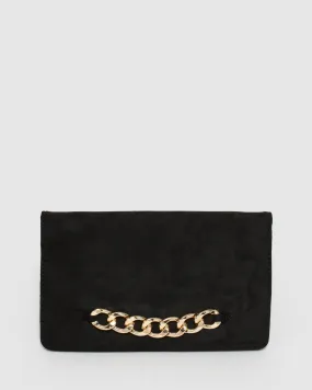 Black Veronika Chain Clutch Bag