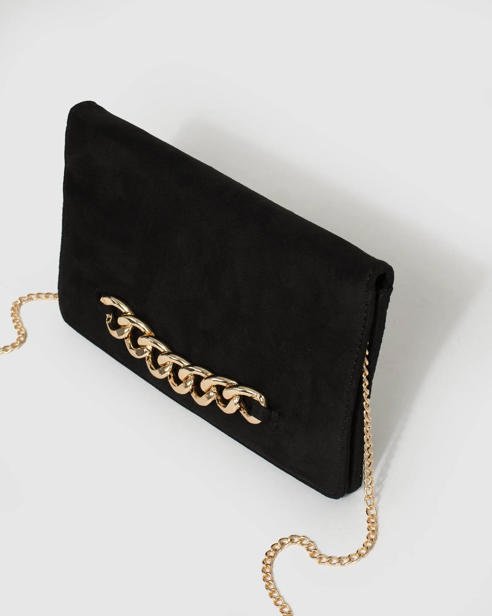 Black Veronika Chain Clutch Bag