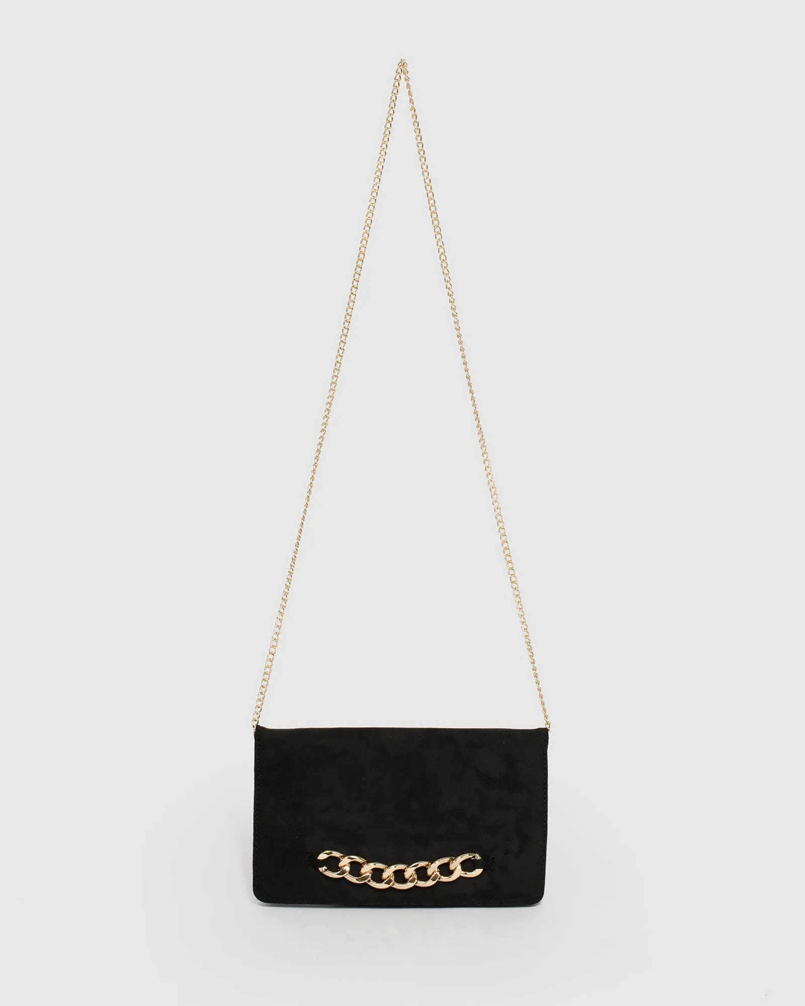 Black Veronika Chain Clutch Bag