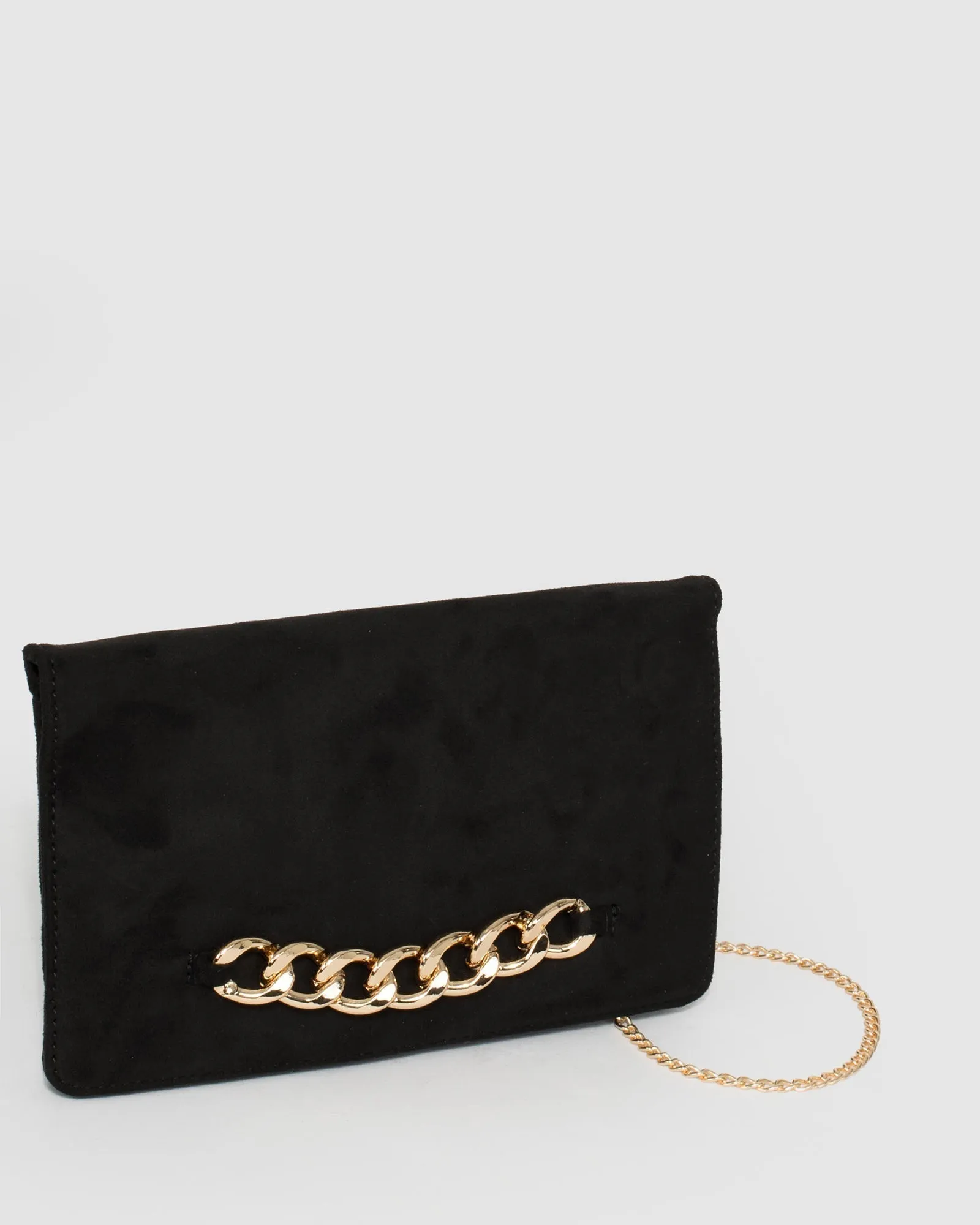 Black Veronika Chain Clutch Bag