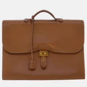 Brown Leather Epsom Sac &agrave; D&eacute;p&ecirc;ches 41 Briefcases Bag