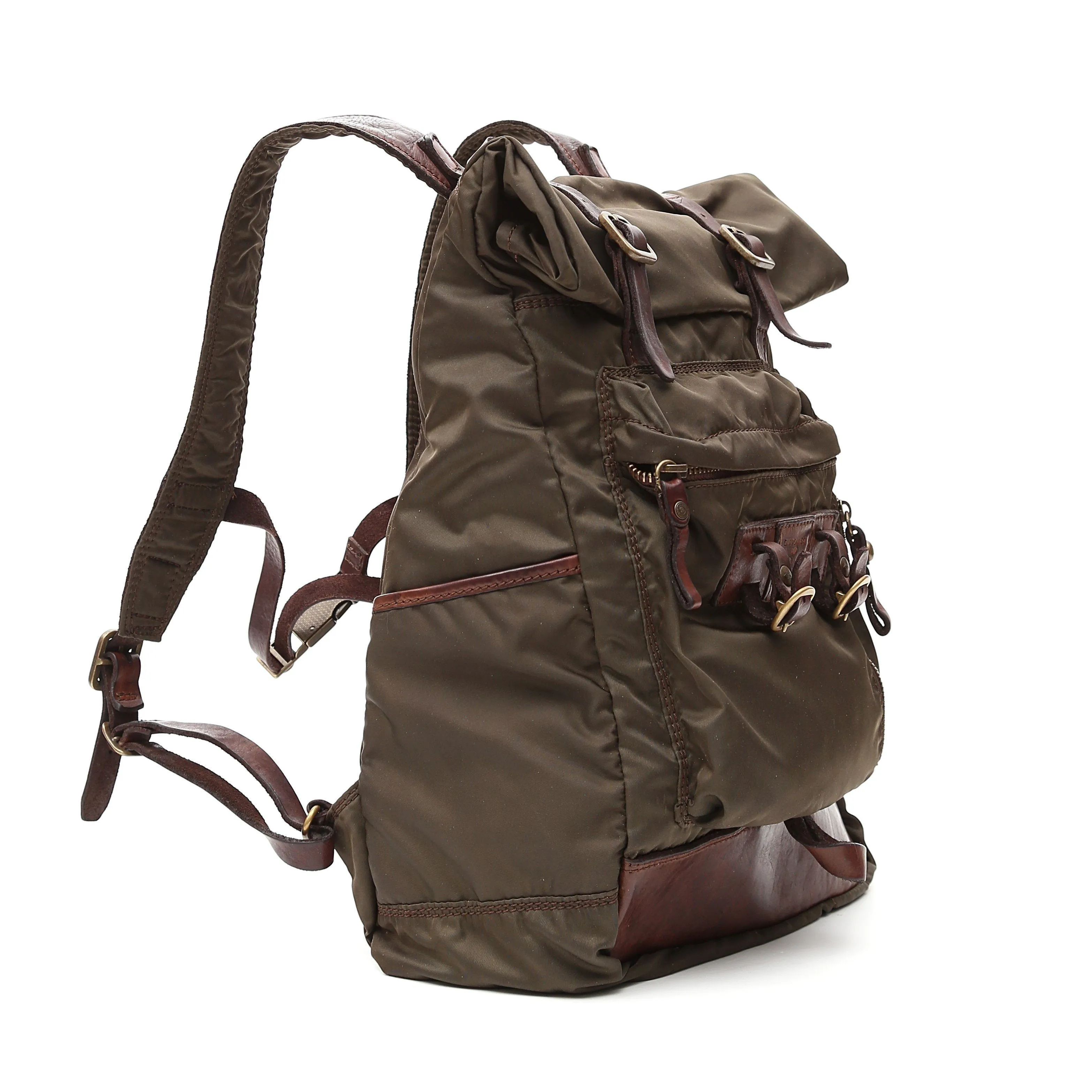 Campomaggi Military Backpack, Leather and Nylon