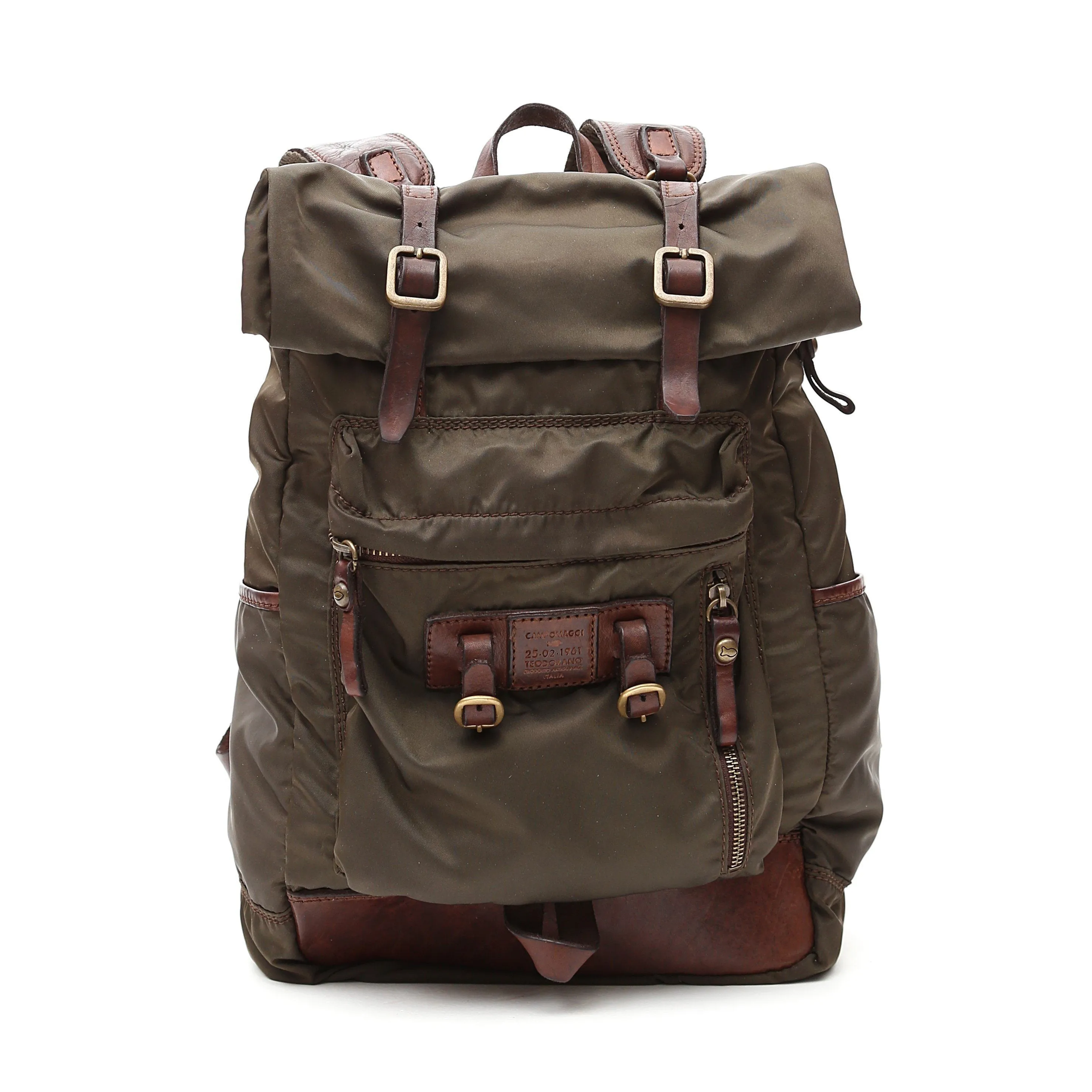 Campomaggi Military Backpack, Leather and Nylon