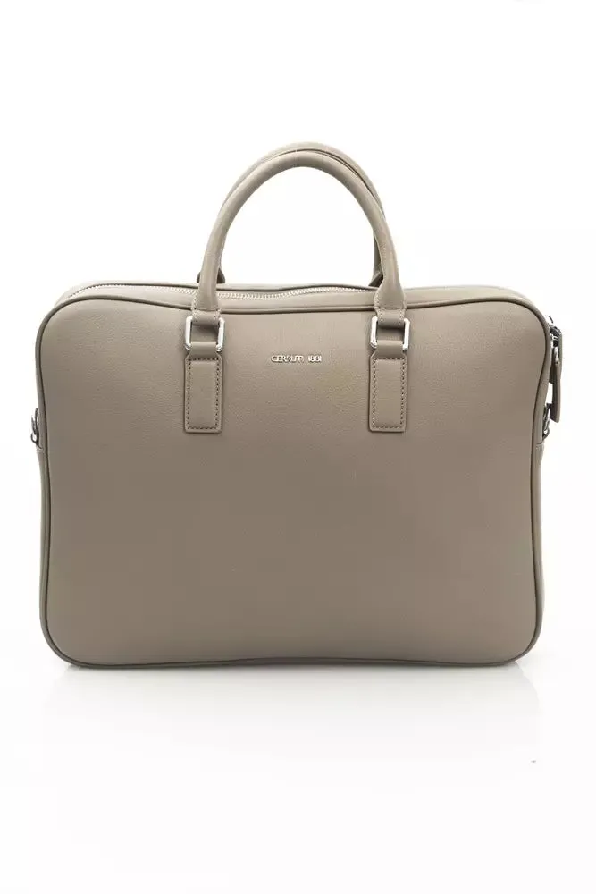 Cerruti 1881 Chic Gray Leather Crossbody Elegance