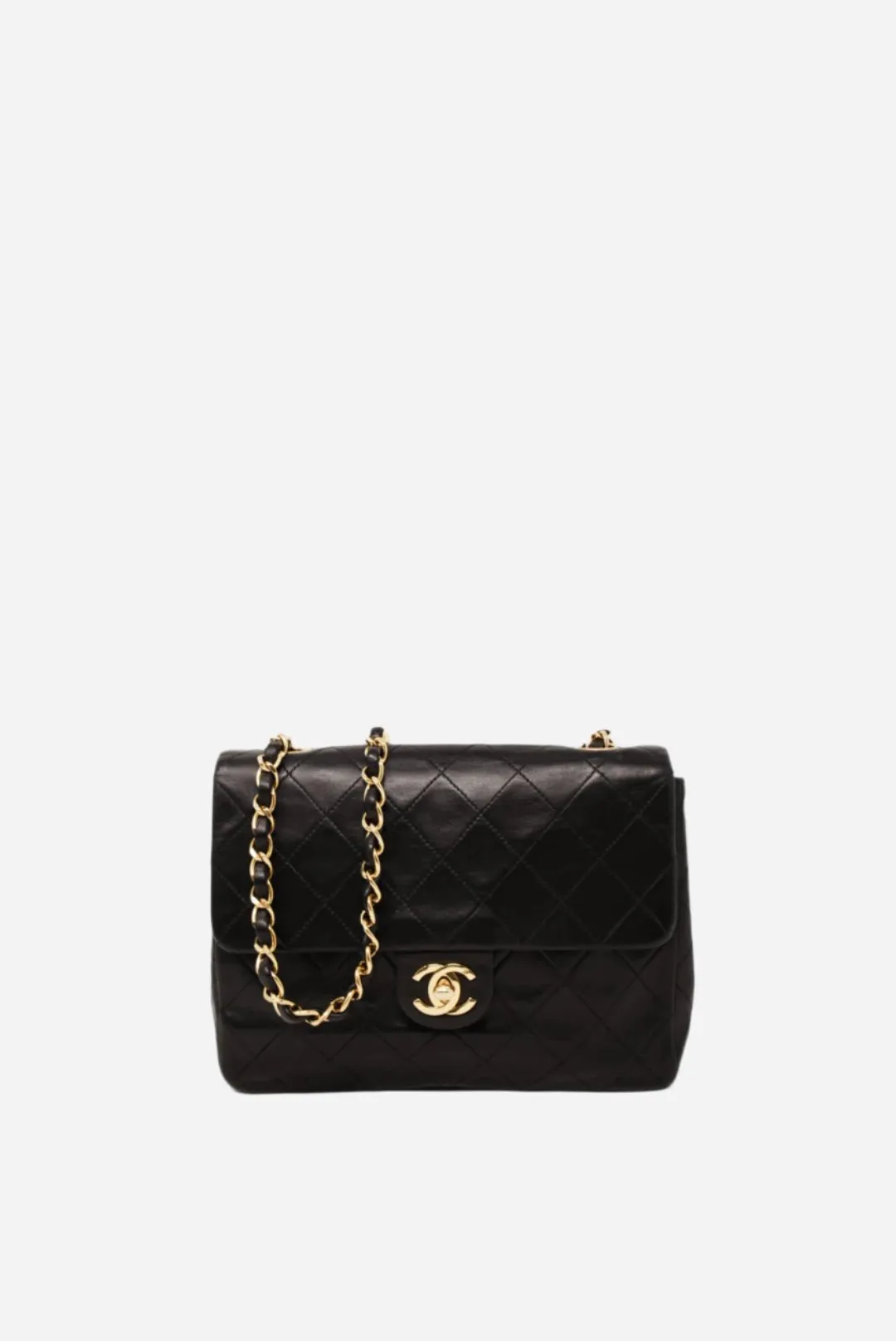 CHANEL Black Lambskin Mini Square 1991-1994 refurbished