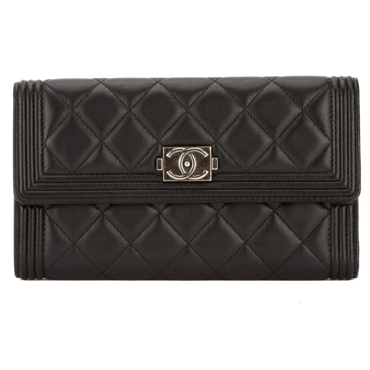 Chanel Quilted Lambskin Boy Long Flap Wallet