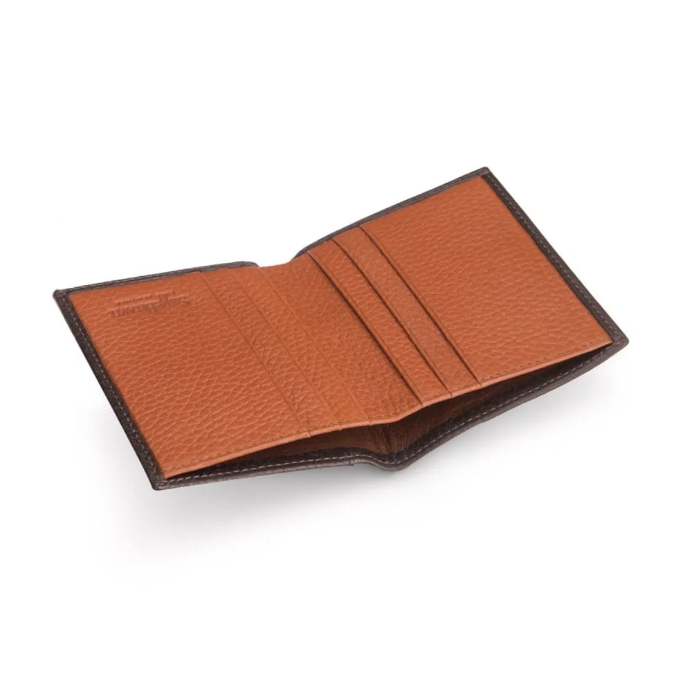 Compact Leather Billfold Wallet 4 CC - Brown With Tan