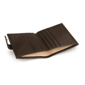 Compact Leather Billfold Wallet With Tab - Brown