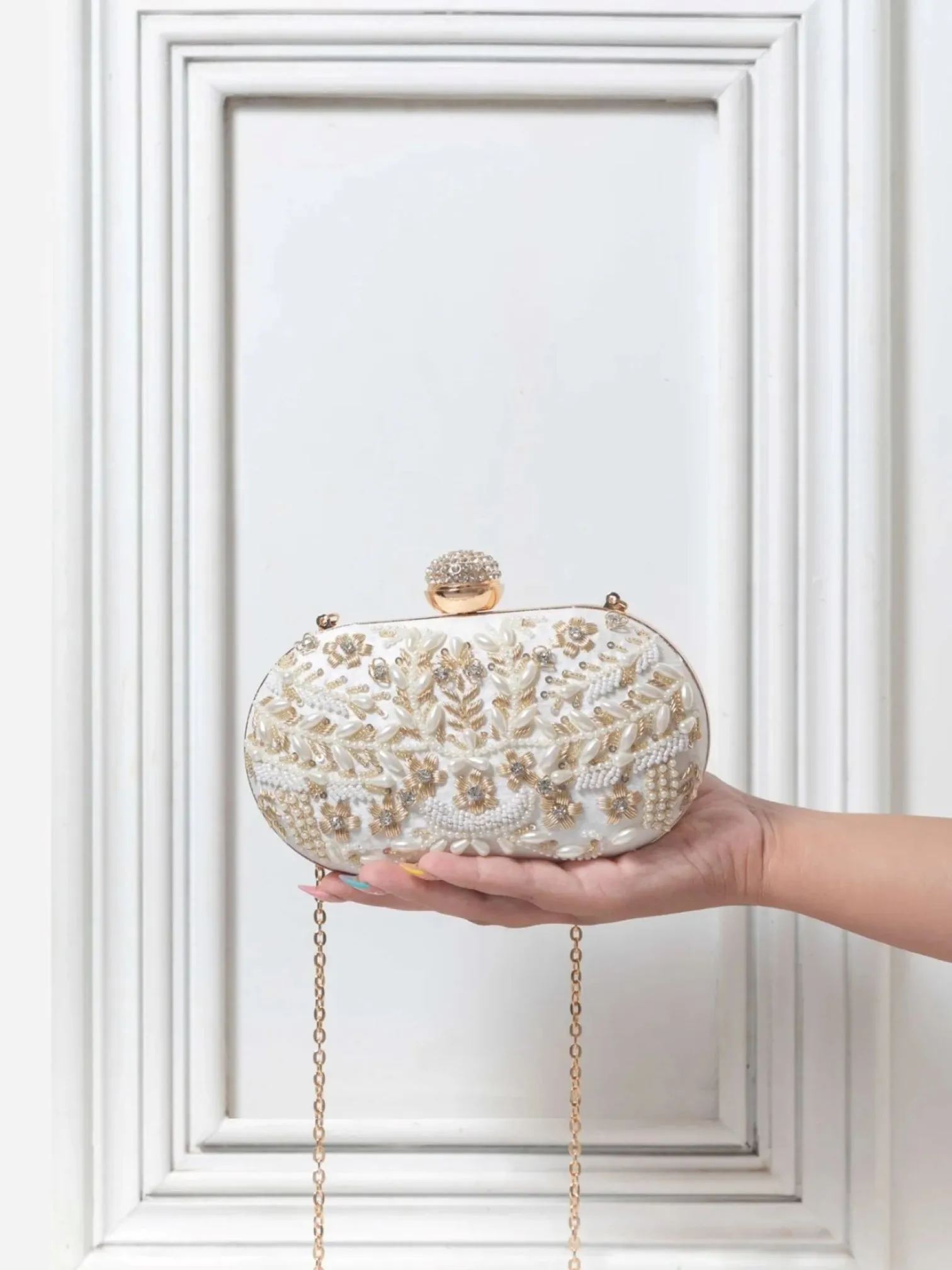 Elizah Gold Zardozi Hand Embroidered Clutch