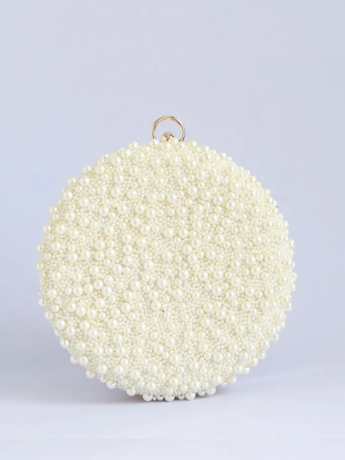 Gauhar All White Pearl Hand Embroidered Clutch