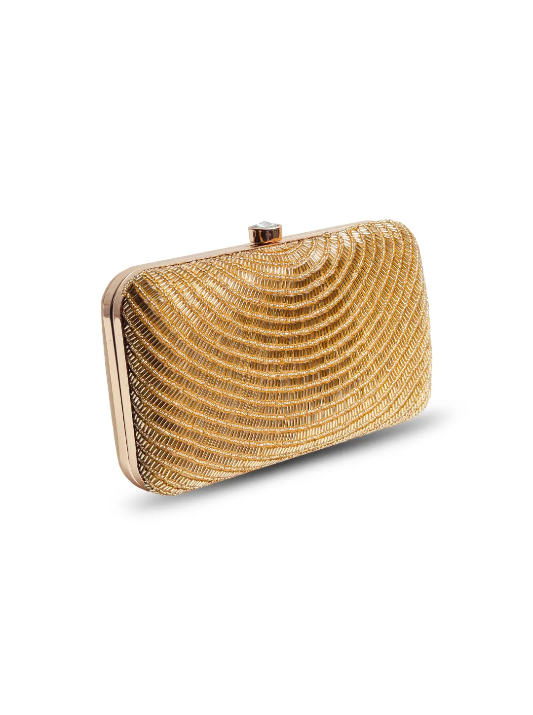 Glitz Golden Hand Embroidered Party Clutch