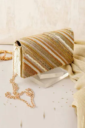 Gold Farnama Hand-Embroidered Clutch