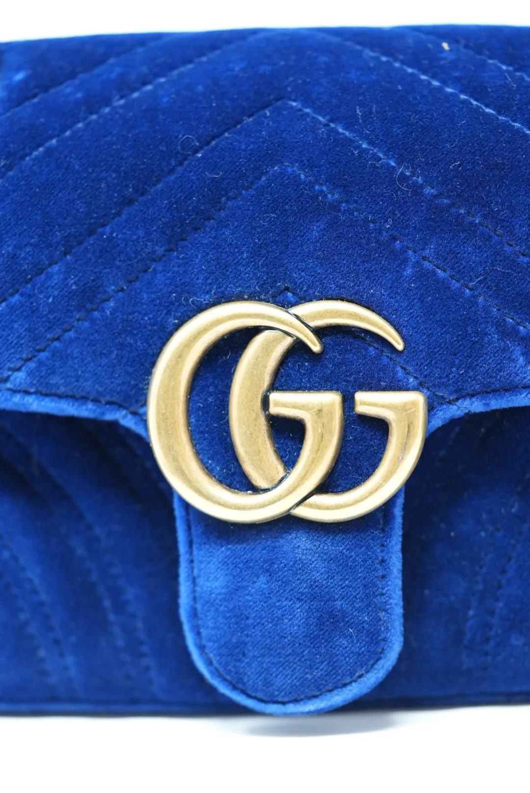 Gucci Small Velvet Marmont Shoulder Bag Blue