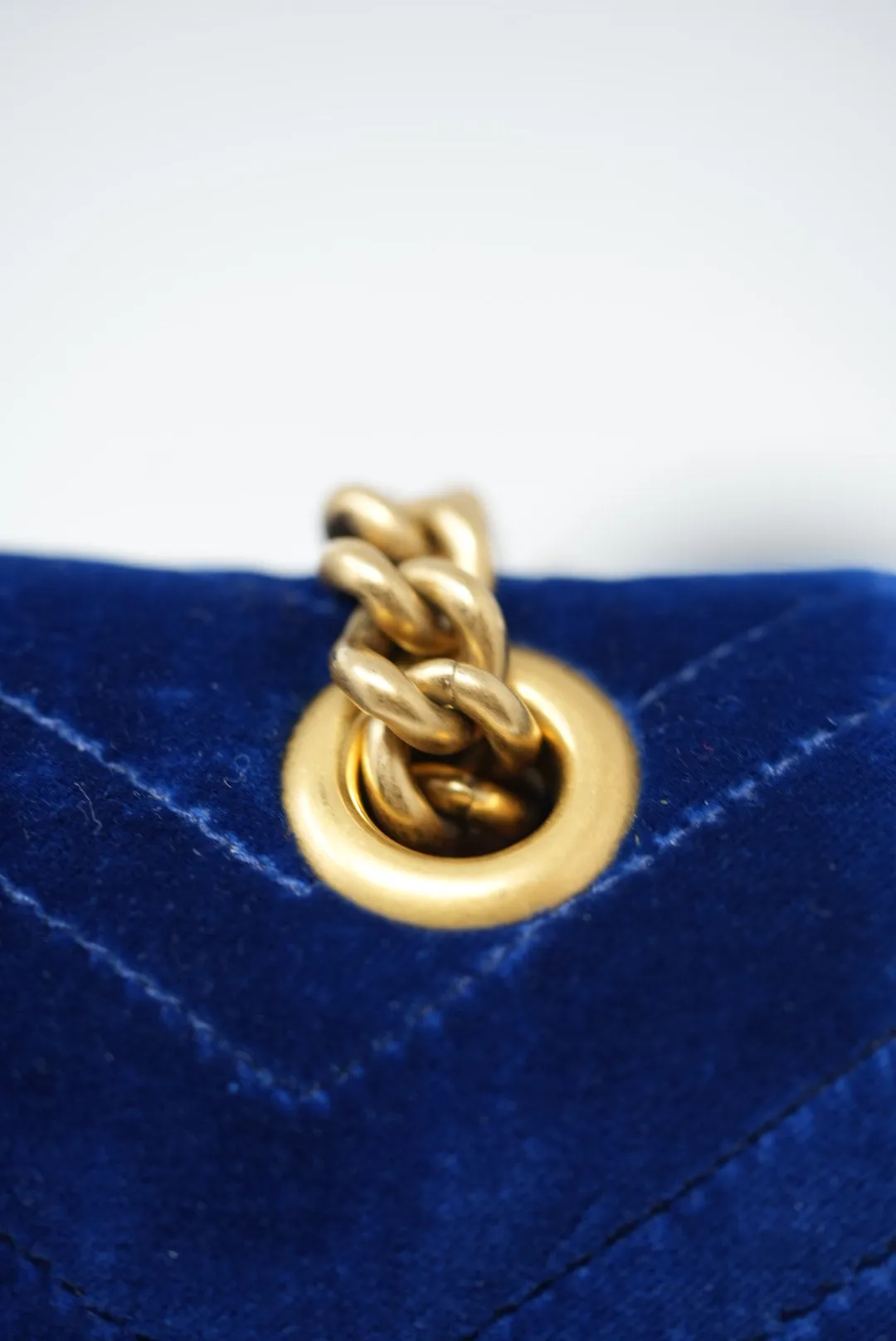 Gucci Small Velvet Marmont Shoulder Bag Blue