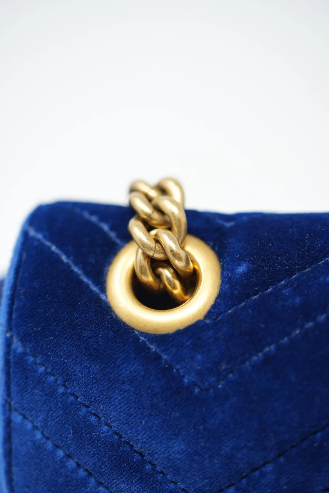 Gucci Small Velvet Marmont Shoulder Bag Blue