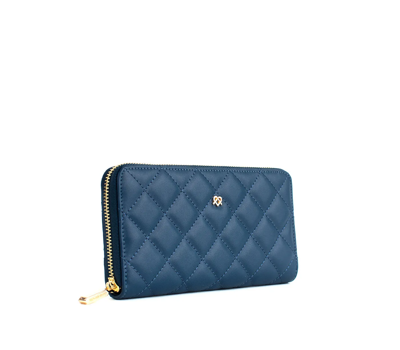 Gunas New York Uptown Quilted Navy Zipper Wallet