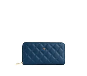 Gunas New York Uptown Quilted Navy Zipper Wallet