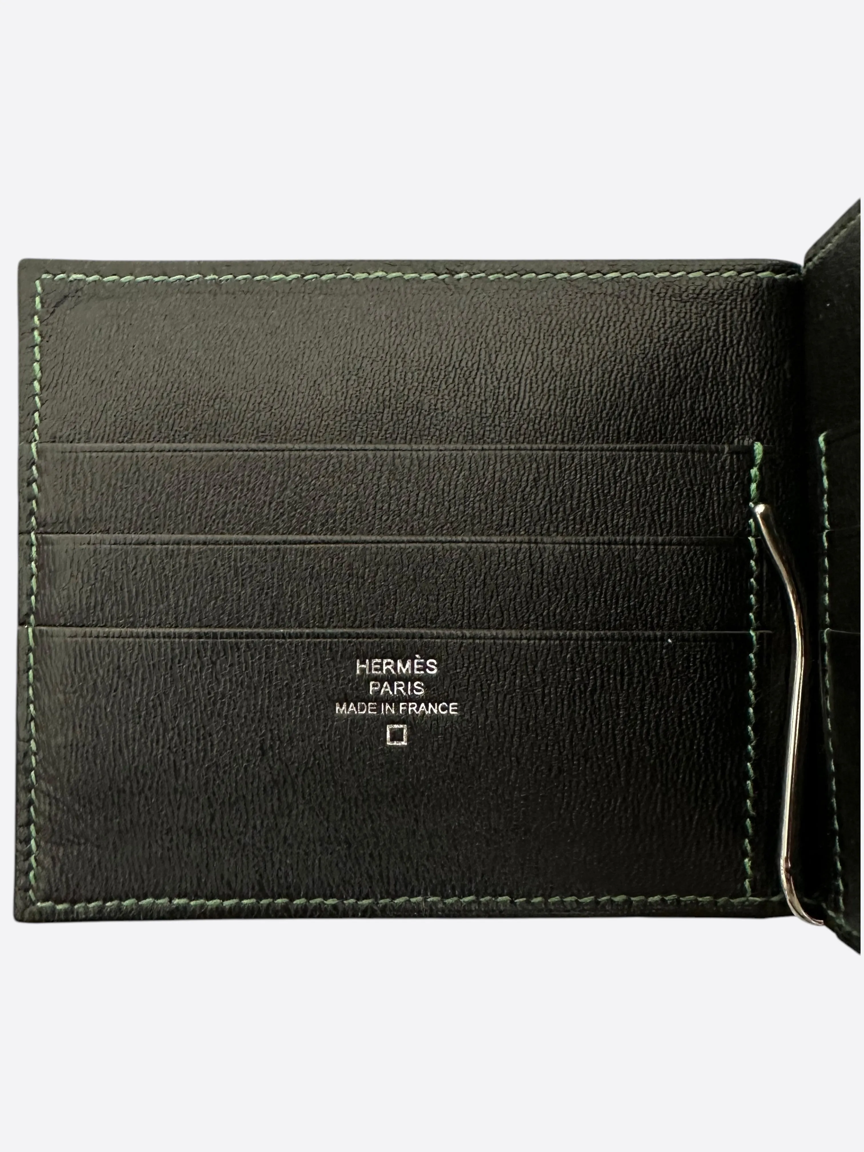 Hermes Green Alligator Poker Compact Wallet