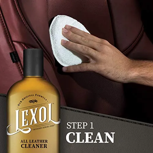 Lexol Leather Conditioner and Leather Cleaner Kit, Use on Car Leather, Furniture, Shoes, Bags, and Accessories, Trusted Leather Care Since 1933, 8 oz Bottles, Includes Two Application Sponges, Black.