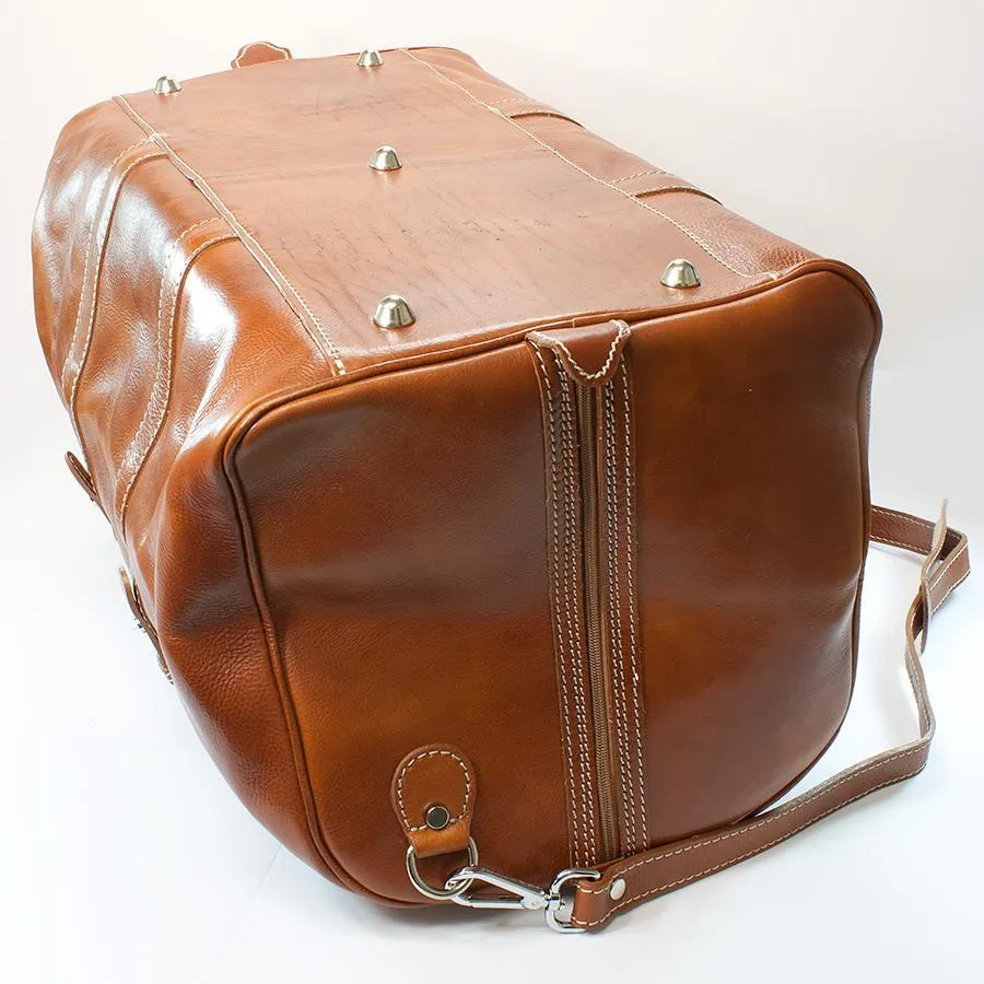 Manufactus Augusto Large-Size Leather Travel Bag, Honey