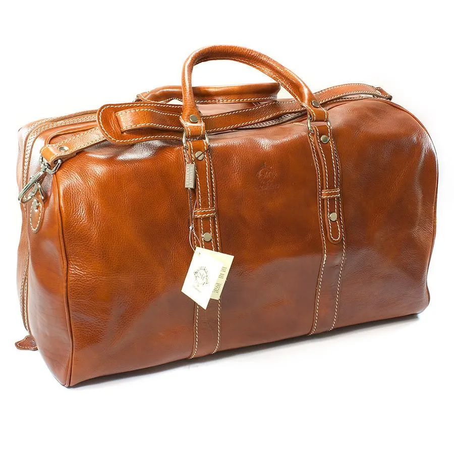 Manufactus Augusto Large-Size Leather Travel Bag, Honey