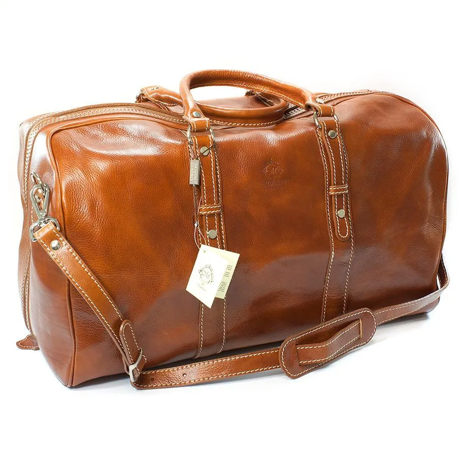 Manufactus Augusto Large-Size Leather Travel Bag, Honey