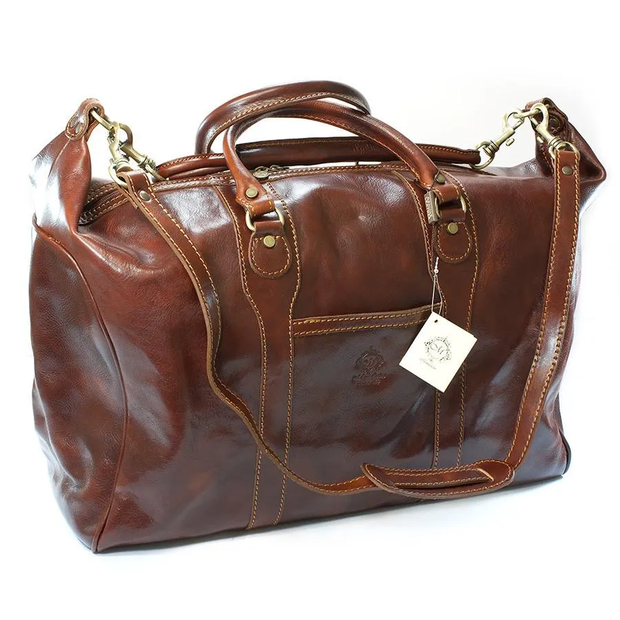 Manufactus Impero Large-Size Leather Travel Bag, Tobacco