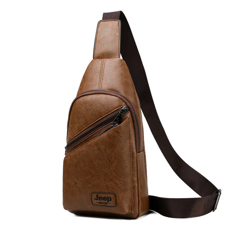 Men's Casual Leather Shoulder Bag | Set