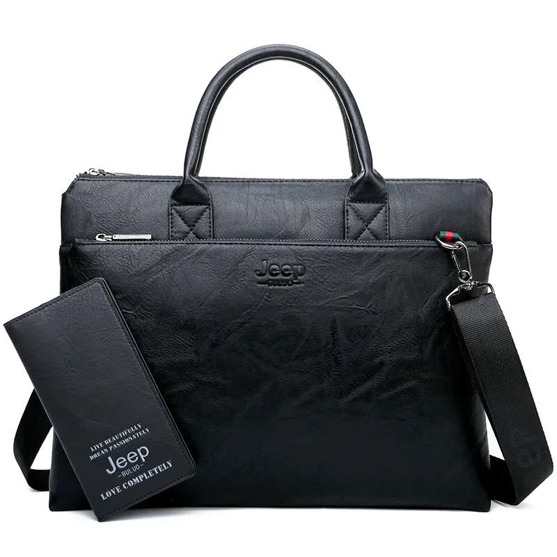 Men's Leather Briefcase For 14 Inch Laptop | Set