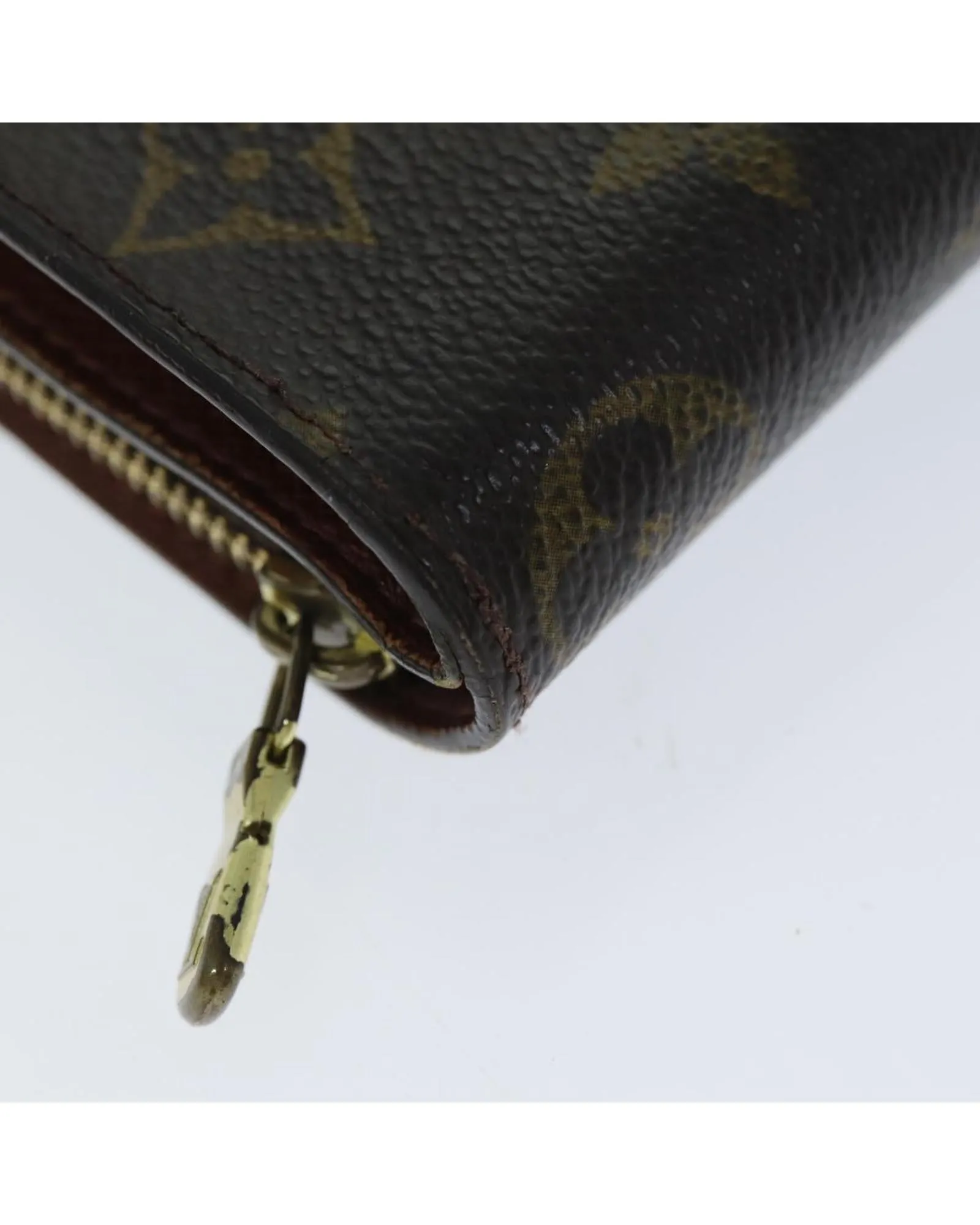 Monogram Canvas Compact Zip Wallet with Button Clasp