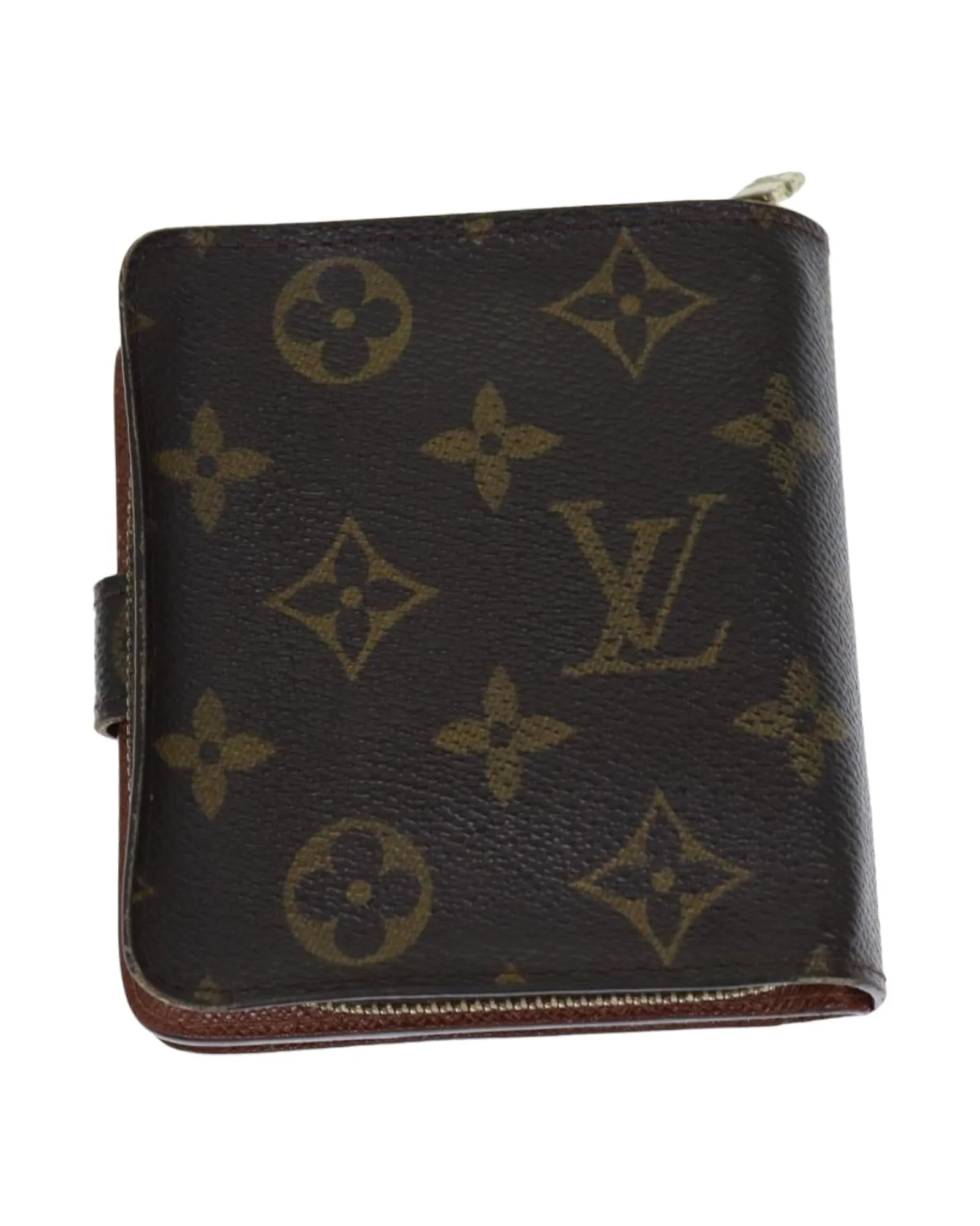 Monogram Canvas Compact Zip Wallet with Button Clasp