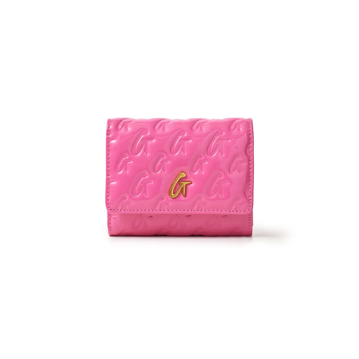 MONOGRAM GOLD COMPACT WOC - HOT PINK