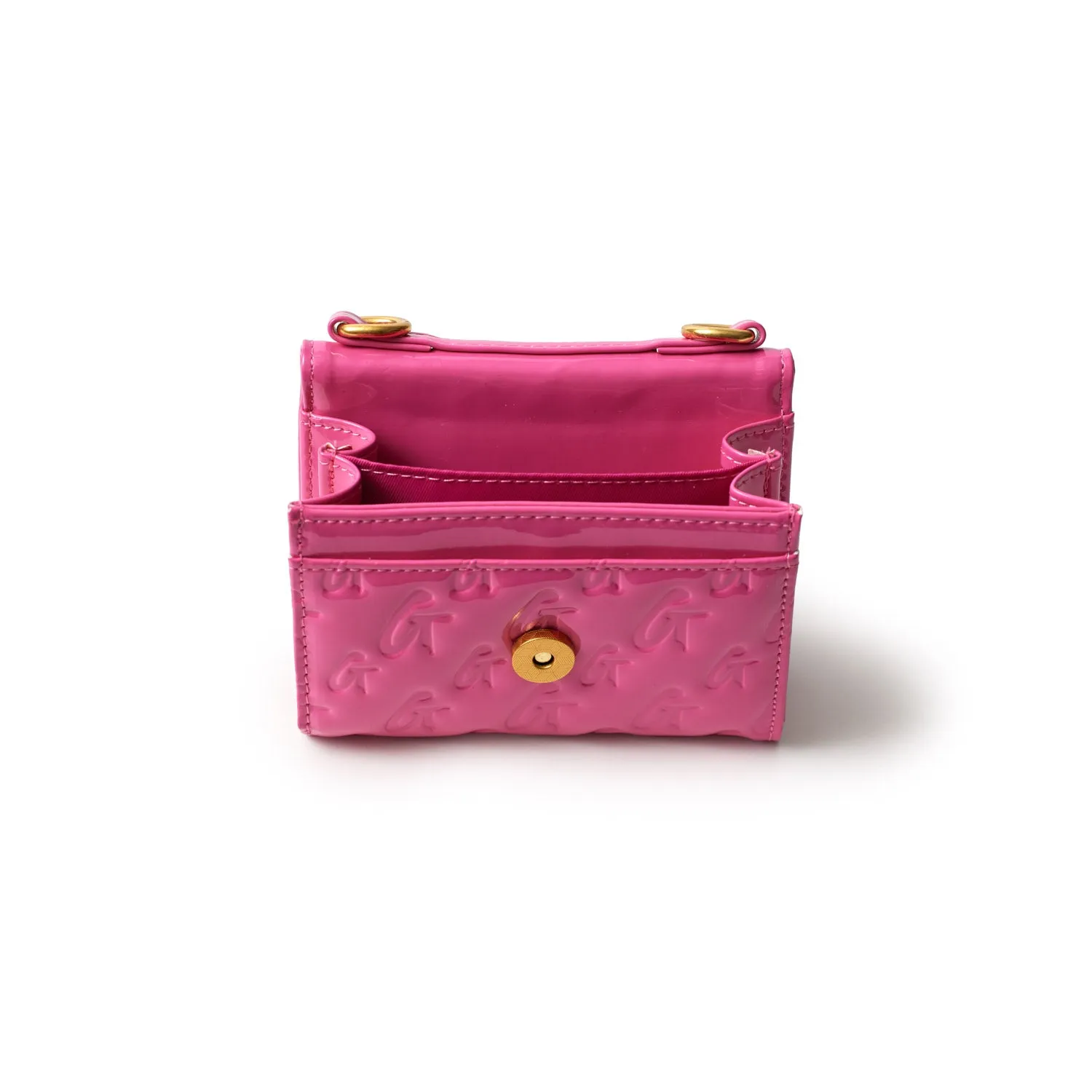 MONOGRAM GOLD COMPACT WOC - HOT PINK