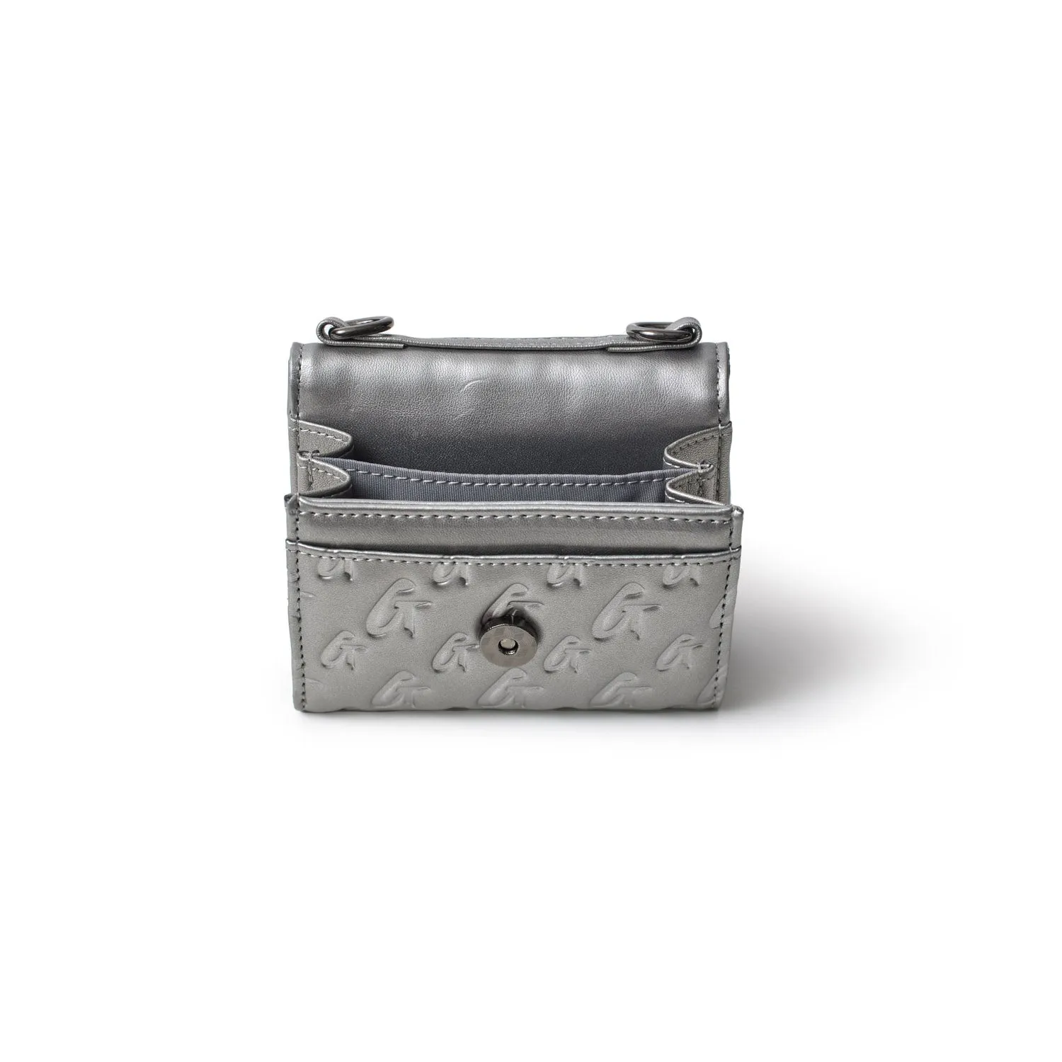 MONOGRAM GUNMETAL COMPACT WOC - PLATINUM