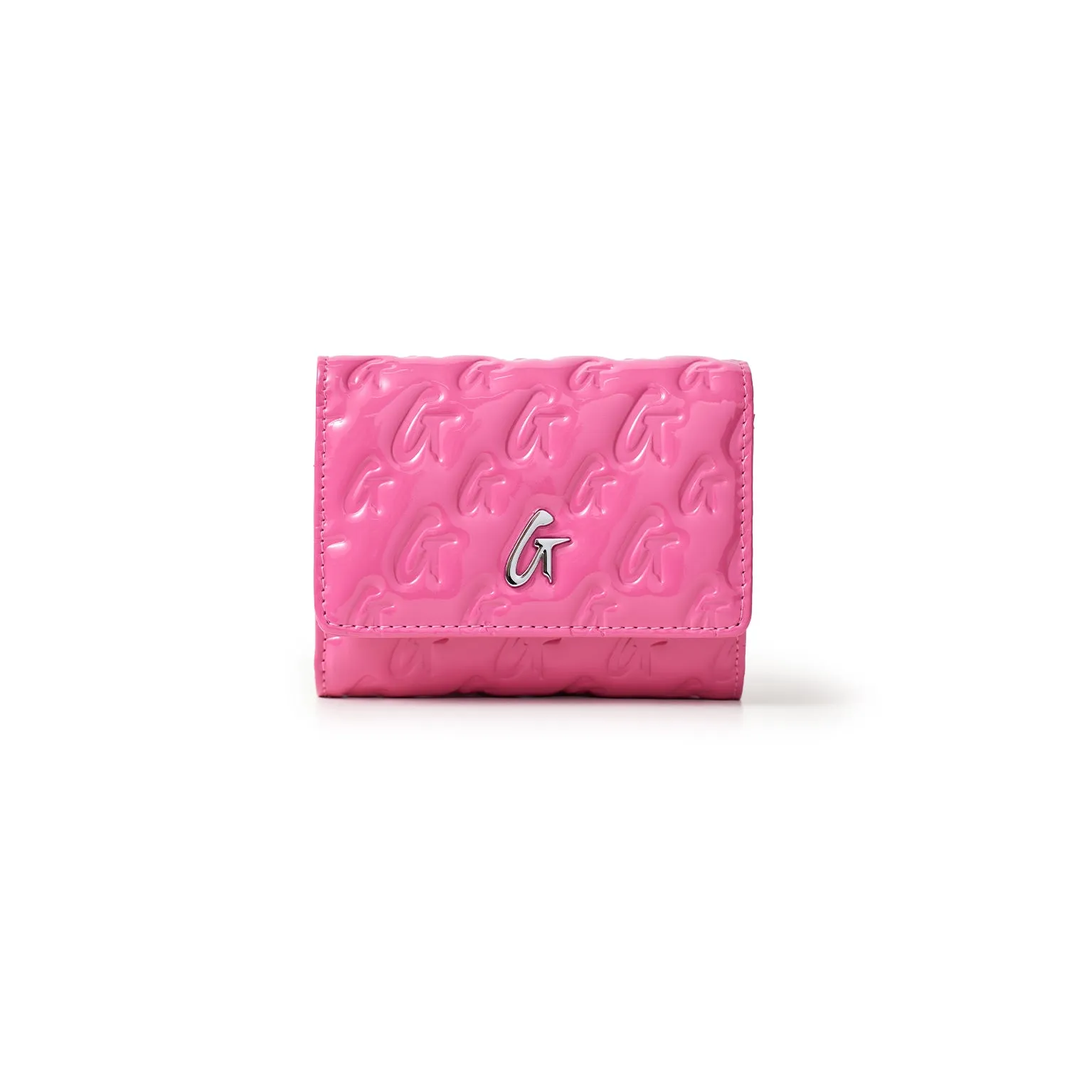 MONOGRAM SILVER COMPACT WOC - MIRROR HOT PINK