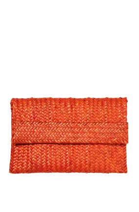 Orange Raffia Clutch