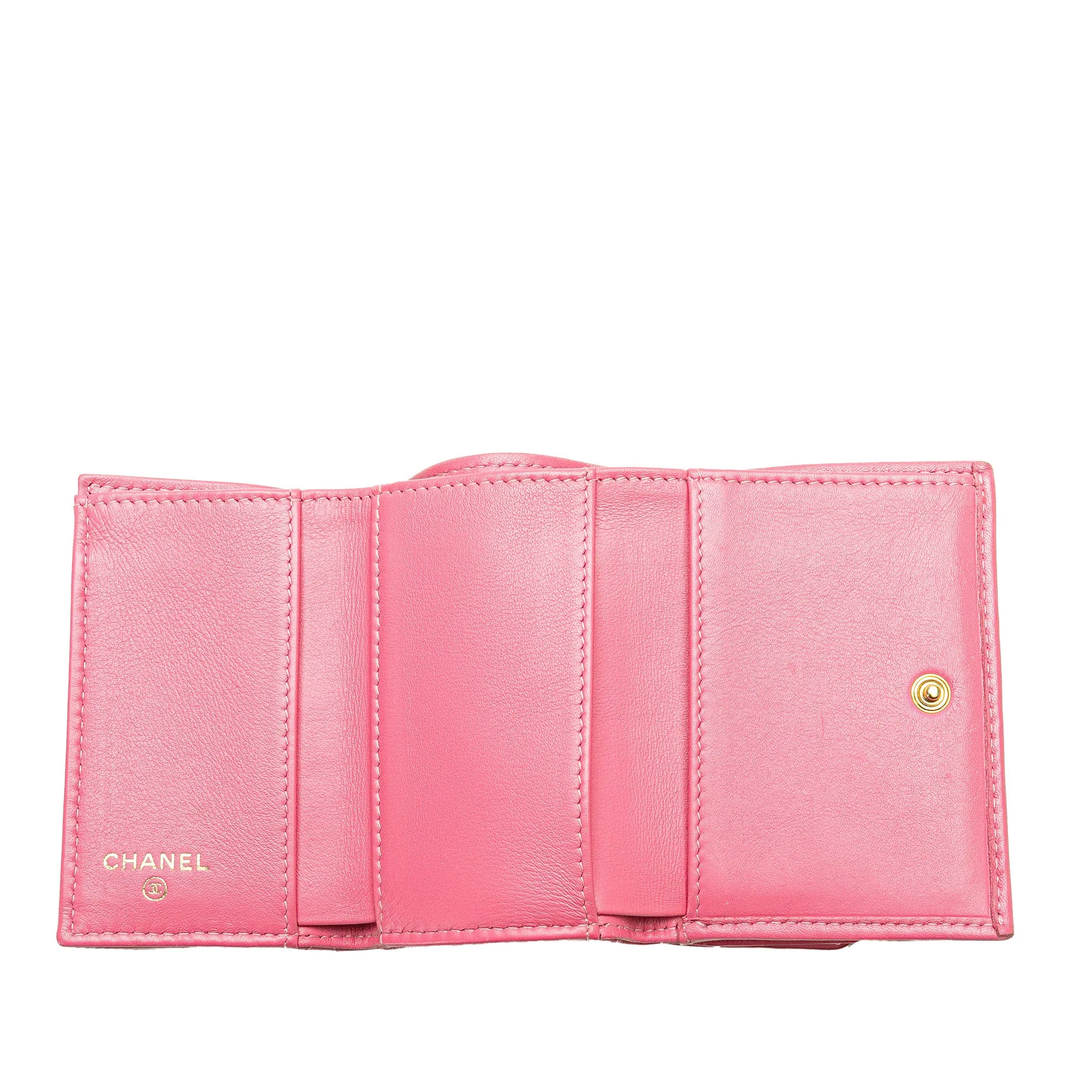 Pink Chanel Lambskin Boy Flap Compact Wallet