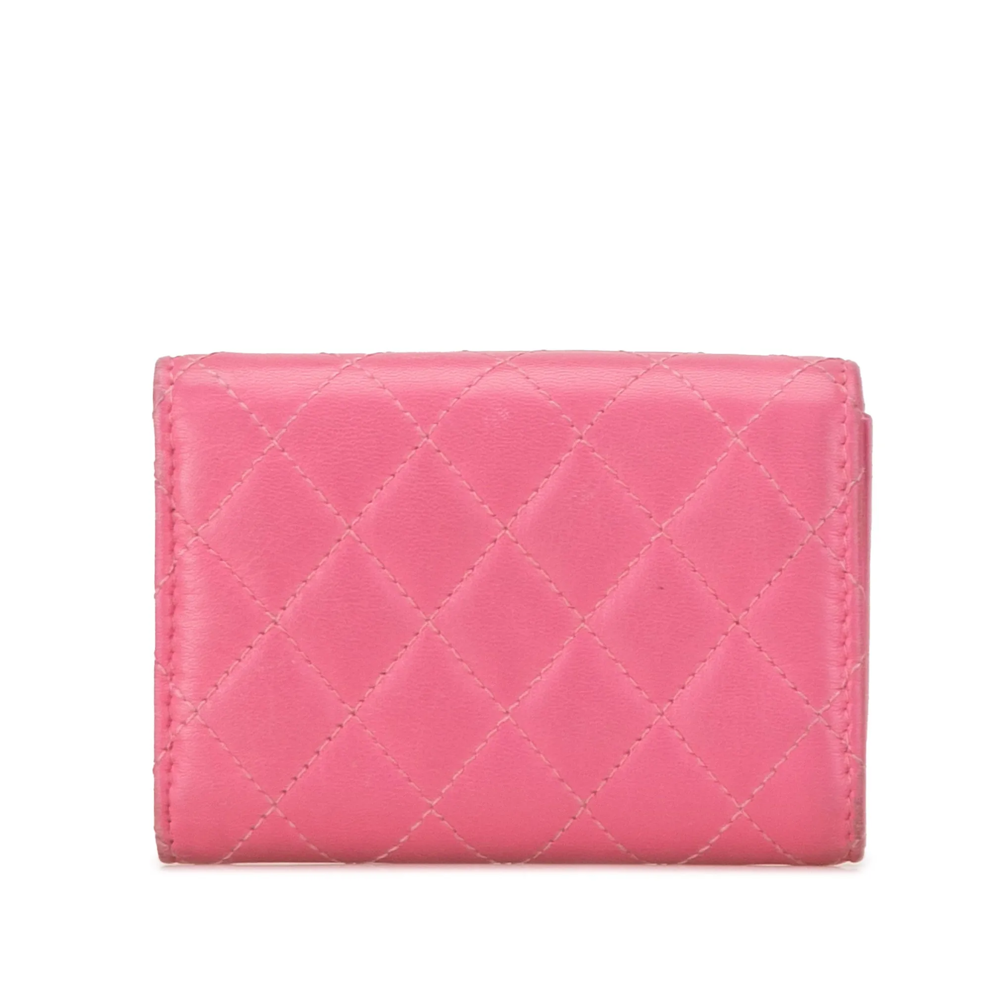 Pink Chanel Lambskin Boy Flap Compact Wallet