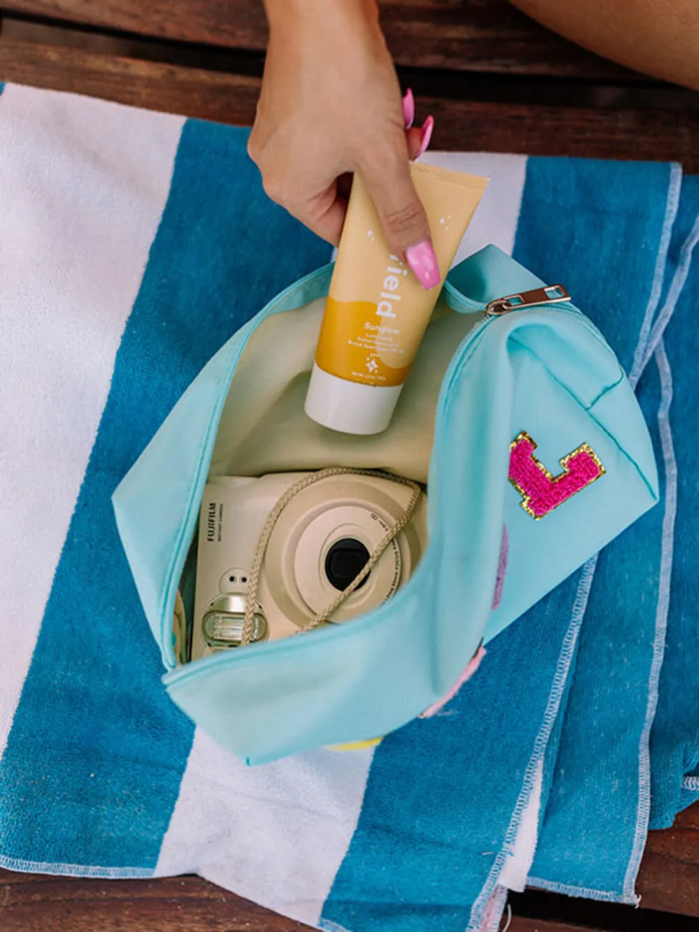 Pool Embroidered Bag In Aqua