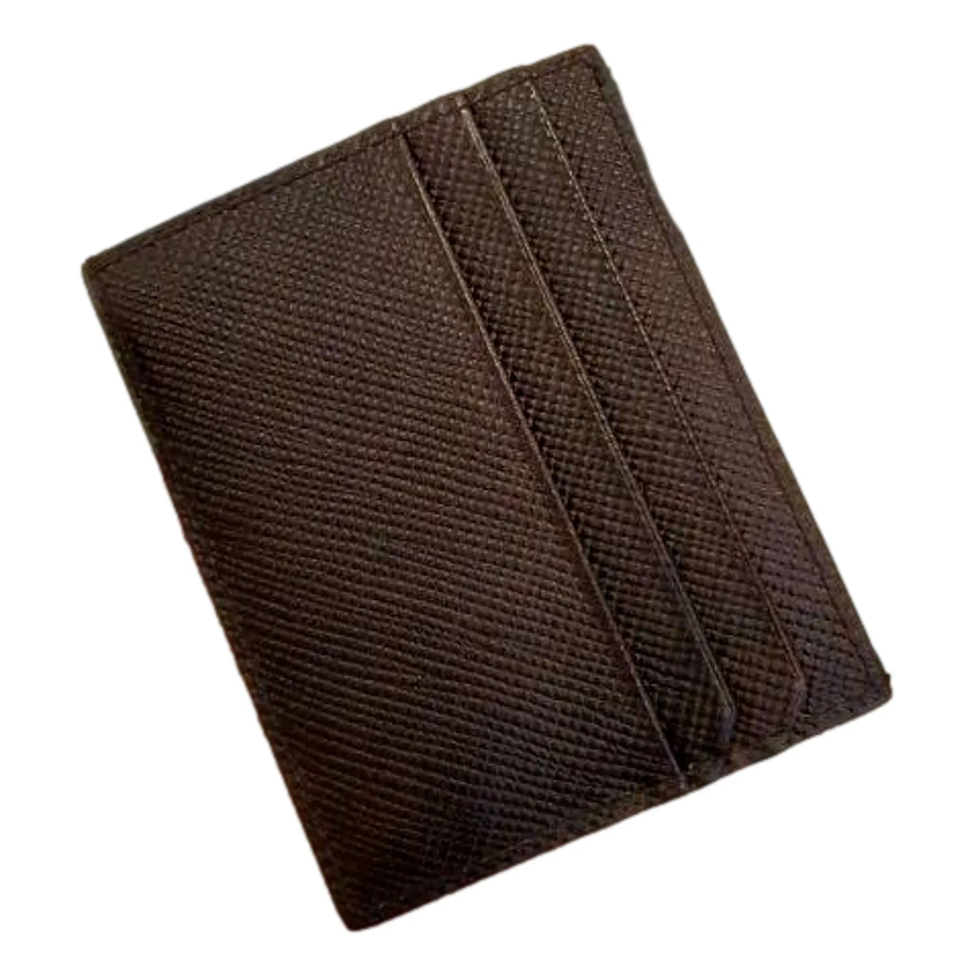 Prada Saffiano Mens Bruciato Brown Credit Card Wallet