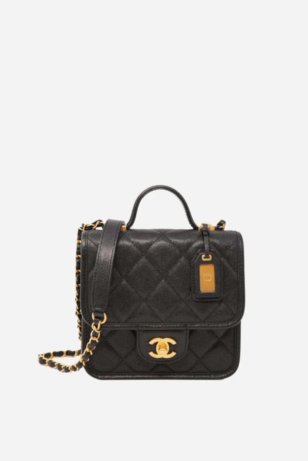 Pre-Owned Chanel 22K Flap with Top Handle Caviar