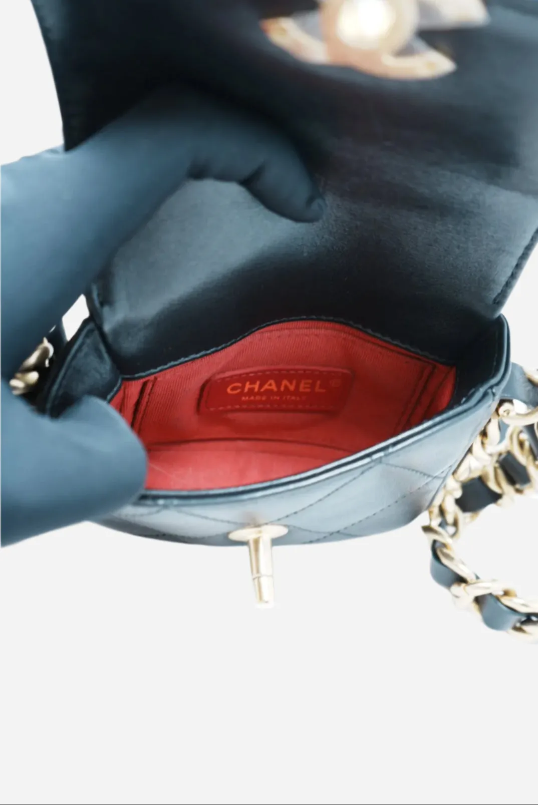 Pre-Owned Chanel Calfskin Mini Framing Chain Bag Black