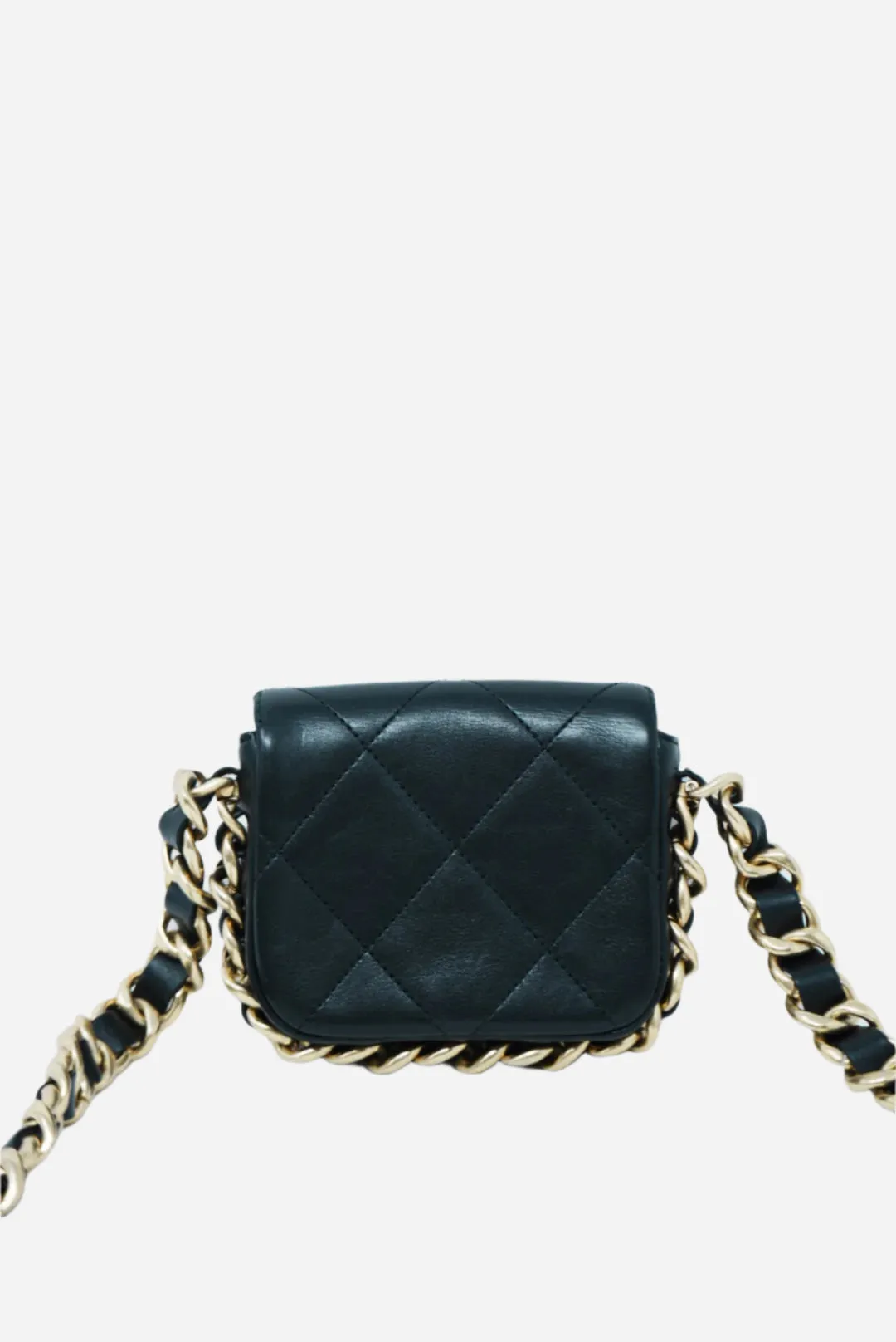 Pre-Owned Chanel Calfskin Mini Framing Chain Bag Black