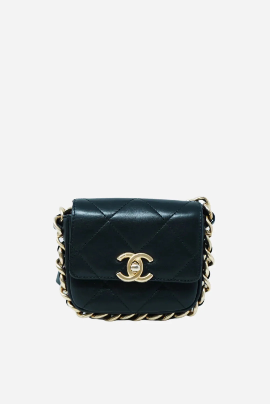 Pre-Owned Chanel Calfskin Mini Framing Chain Bag Black