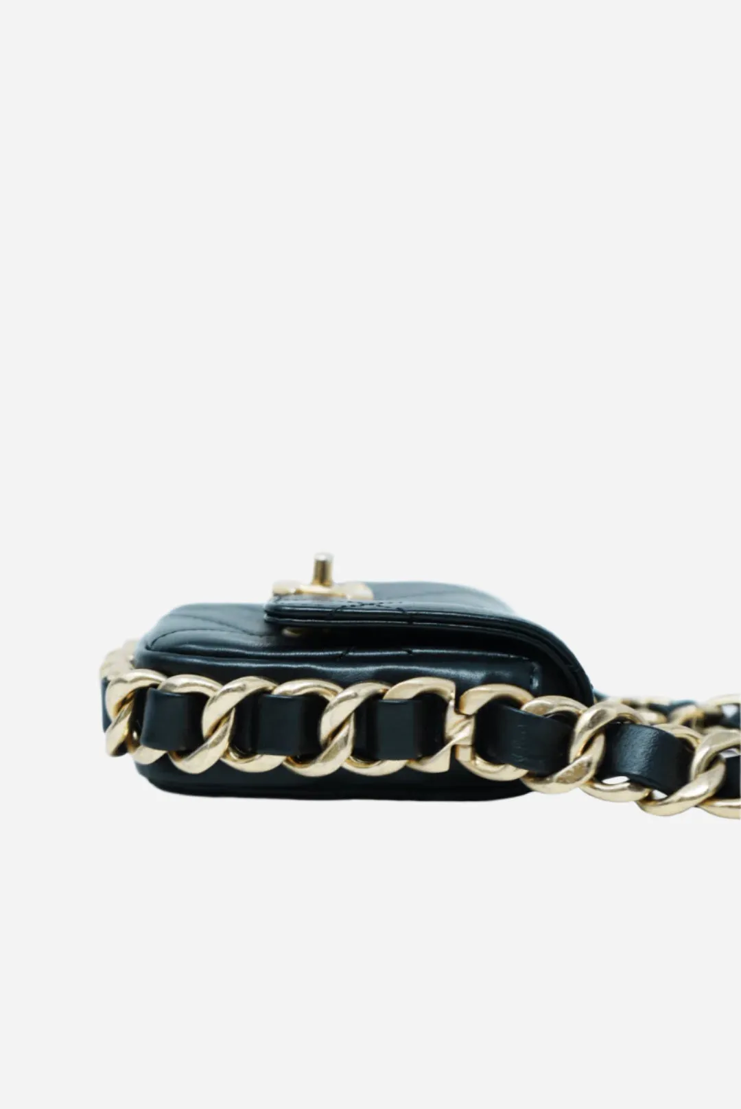 Pre-Owned Chanel Calfskin Mini Framing Chain Bag Black