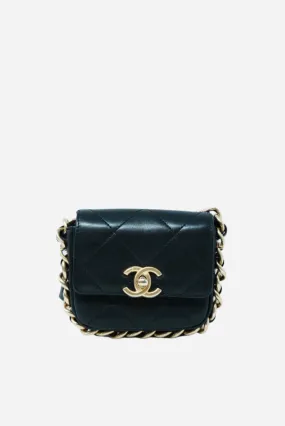 Pre-Owned Chanel Calfskin Mini Framing Chain Bag Black